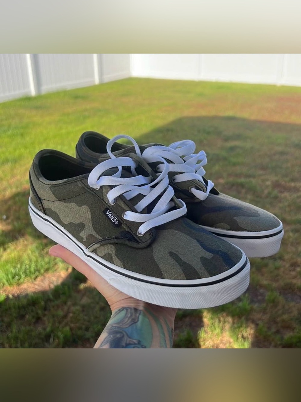 Vans Men’s Camo Canvas Sneakers with White Laces